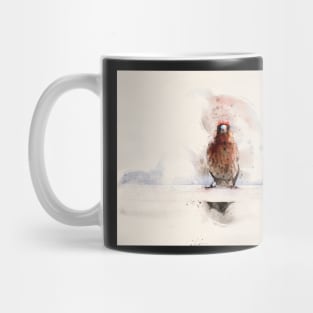 Small Bird on a Ledge Watercolor Portrait Mug